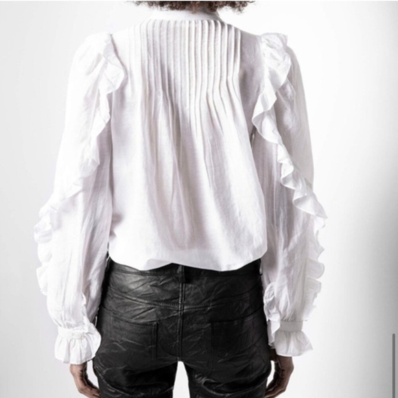 NWT ZADIG&VOLTAIRE XS Timmy Tomboy ruffled designer blouse feminine modern prep - Picture 4 of 16